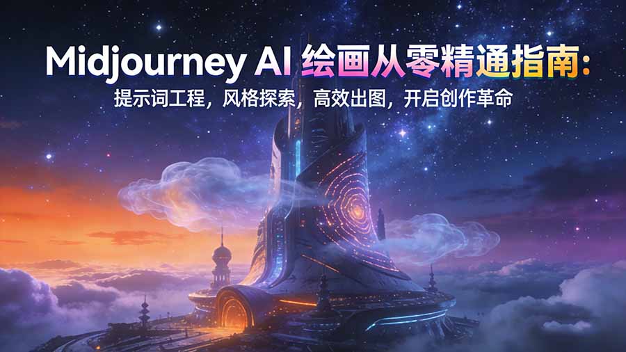 Midjourney AI绘画从零精通指南：提示词工程，风格探索，高效出图，开启创作革命-恒创联盟资源网