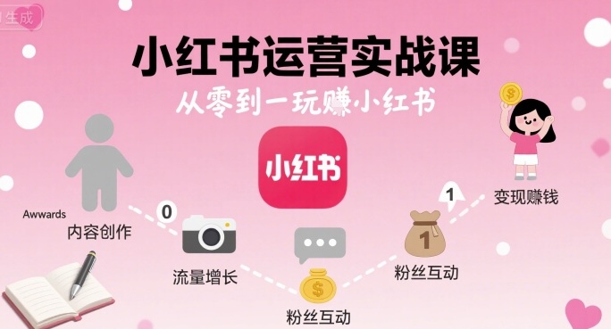 小红书运营实战课,从零到一玩賺小红书-恒创联盟资源网
