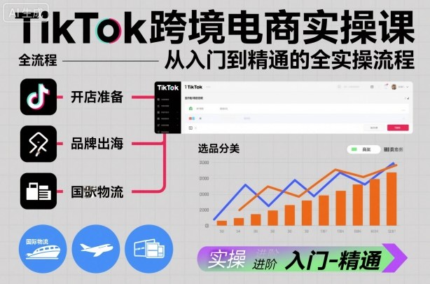 TikTok跨境电商实操课,从入门到精通的全实操流程-恒创联盟资源网
