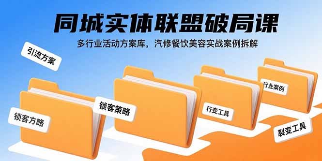 同城实体联盟破局课，多行业活动方案库，汽修餐饮美容实战案例拆解-恒创联盟资源网