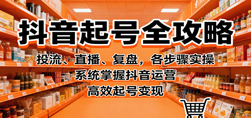 抖音起号全攻略，投流、直播、复盘，各步骤实操，系统掌握抖音运营，高效起号变现-恒创联盟资源网
