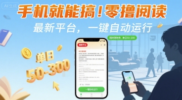 手机就能搞！零撸阅读挂G，最新平台，一键自动运行，随时随地挣，单日50-3张+【揭秘】-恒创联盟资源网