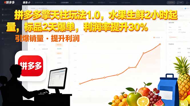 拼多多 擎天柱玩法1.0，水果生鲜2小时起量，标品2天爆单，利润率提升30%-恒创联盟资源网