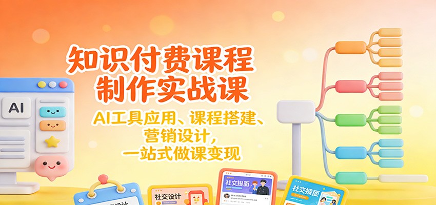 知识付费课程制作实战课：AI工具应用 、课程搭建、营销设计，一站式做课变现-恒创联盟资源网