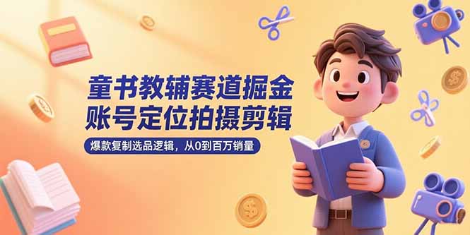 童书教辅赛道掘金，账号定位拍摄剪辑，爆款复制选品逻辑，从0到百万销量-恒创联盟资源网