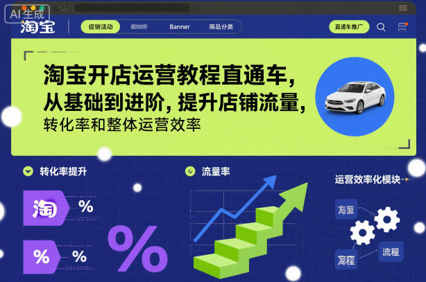淘宝开店运营教程直通车,从基础到进阶,提升店铺流量,转化率和整体运营效率(更新11月)-恒创联盟资源网