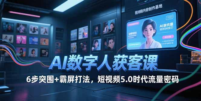 AI数字人获客课，6步突围+霸屏打法，短视频5.0时代流量密码-恒创联盟资源网