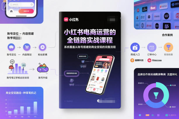 小红书电商运营的全链路实战课程,系统覆盖从账号搭建到商业变现的完整流程-恒创联盟资源网