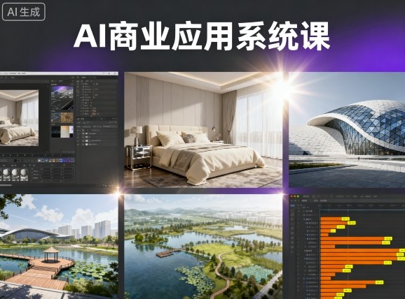 AI商业应用系统课,室内-软装-建筑-景观,智能设计+效果图+动画画实战-恒创联盟资源网