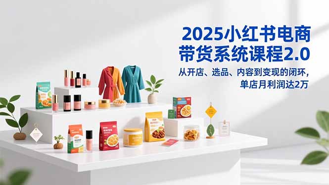 2025小红书电商带货系统课程2.0,从开店、选品、内容到变现的闭环,单店月利润达2万-恒创联盟资源网