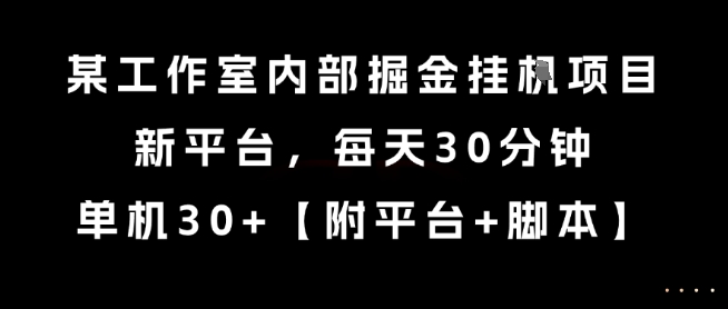 某工作室内部掘金挂G项目，新平台，每天30分钟，单机30+【揭秘】-恒创联盟资源网
