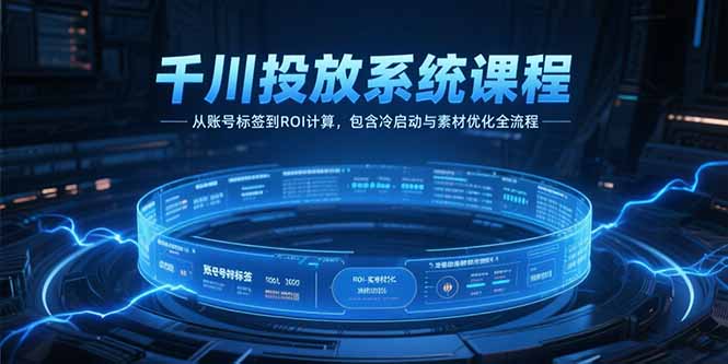 千川投放系统课程，从账号标签到ROI计算，包含冷启动与素材优化全流程-恒创联盟资源网