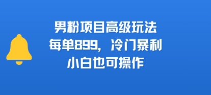 男粉项目高级玩法，每单899，冷门暴利，小白也可操作-恒创联盟资源网