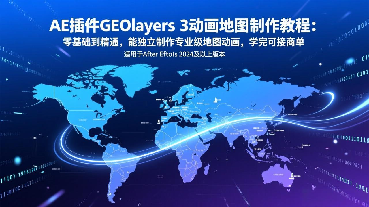 AE插件GEOlayers 3动画地图制作教程：零基础到精通，能独立制作专业级地图动画，学完可接商单-恒创联盟资源网