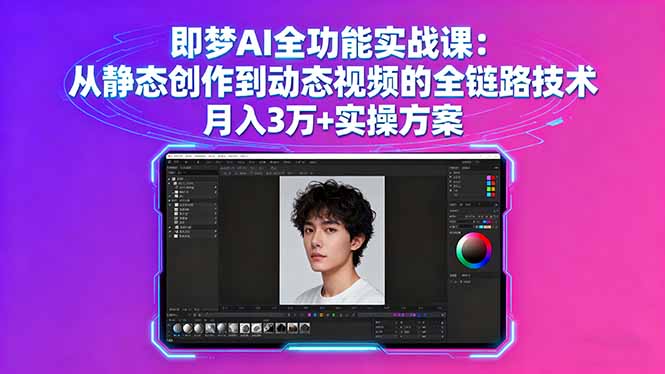 即梦AI全功能实战课：从静态创作到动态视频的全链路技术 月入3万+实操方案-恒创联盟资源网