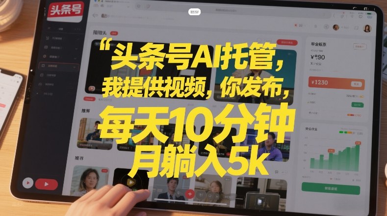 头条号AI托管,我提供视频,你发布,每天10分钟,月躺入5k+【揭秘】-恒创联盟资源网