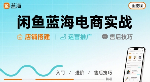 闲鱼蓝海电商实战，店铺搭建运营售后全流程-恒创联盟资源网
