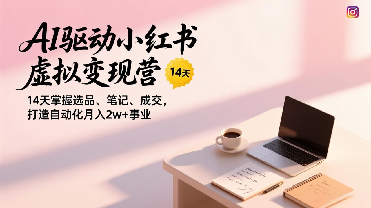 AI驱动小红书虚拟变现营，14天掌握选品、笔记、成交，打造自动化月入2w+事业-恒创联盟资源网