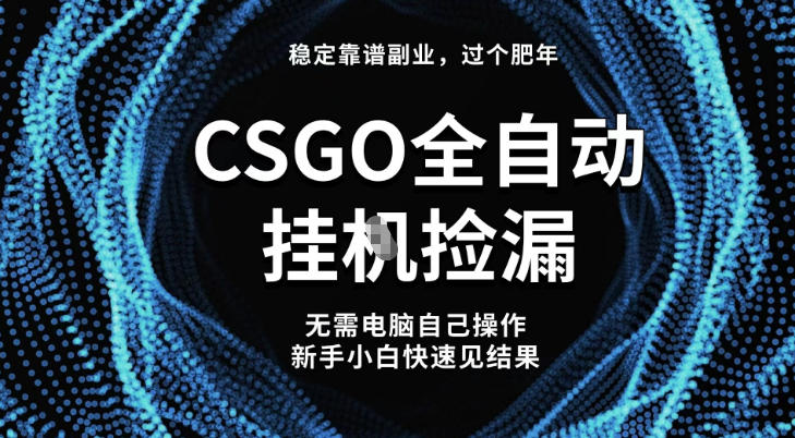 【稳定副业】全球最热门游戏CSGO全自动捡漏,最新玩法,新手小白日入5张+【揭秘】-恒创联盟资源网