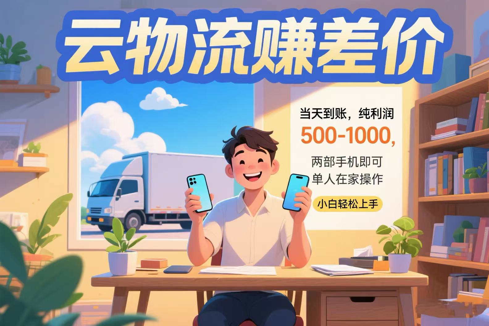 云物流赚差价 当天到账纯利润500-1000 两部手机即可 可单人在家操作 小…-恒创联盟资源网