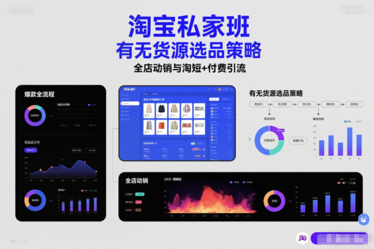 淘宝私家班，有无货源选品策略，高成功率爆款全流程打法，全店动销与淘短+付费引流(更新)-恒创联盟资源网