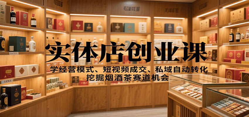 实体店创业课：学经营模式、短视频成交、私域自动转化，挖掘烟酒茶赛道机会-恒创联盟资源网