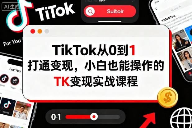 TikTok从0到1打通变现，小白也能操作的TK变现实战课程-恒创联盟资源网