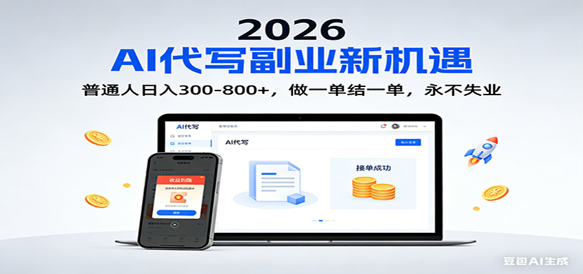 2026 副业首选!AI 代写日入 300-800,普通人0门槛,做一单结一单!-恒创联盟资源网