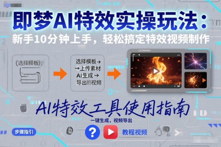 即梦AI特效实操玩法:新手10分钟上手,轻松搞定特效视频制作-恒创联盟资源网