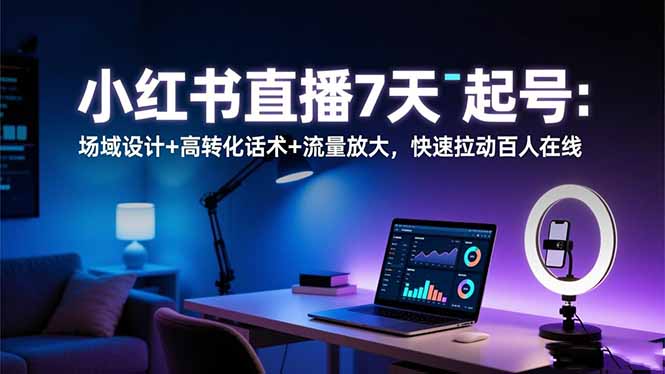 小红书直播7天起号:场域设计+高转化话术+流量放大,快速拉动百人在线-恒创联盟资源网