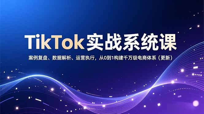 TikTok实战系统课,案例复盘、数据解析、运营执行,从0到1构建千万级电商体系(更新-恒创联盟资源网