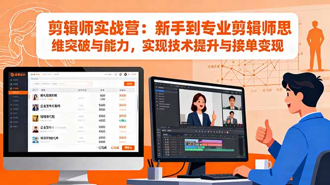 剪辑师实战营：新手到专业剪辑师思维突破与能力，实现技术提升与接单变现-恒创联盟资源网