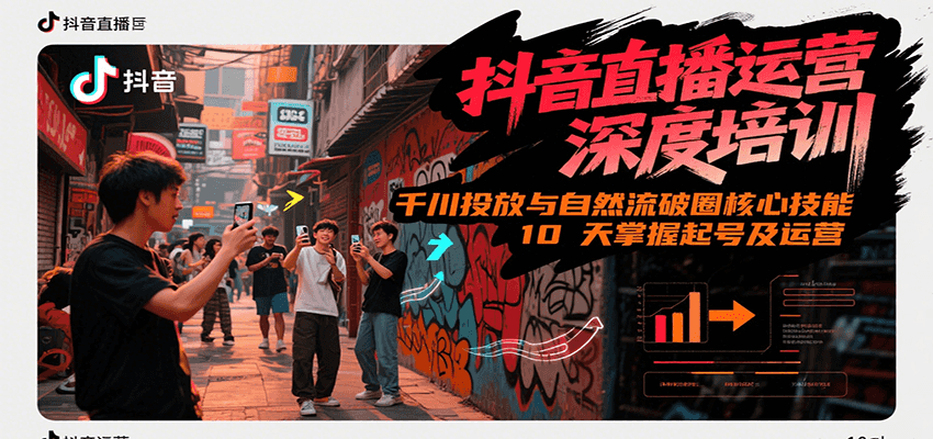 抖音直播运营深度培训，千川投放与自然流核心技能，10天掌握起号及运营(6-7月新课)-恒创联盟资源网