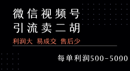 视频号卖二胡教程，利润大 易成交 售后少，一单利润5张+-恒创联盟资源网
