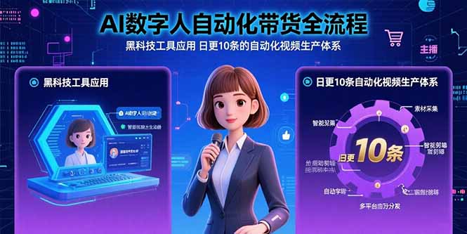 AI数字人自动化带货全流程：黑科技工具应用 日更10条的自动化视频生产体系-恒创联盟资源网