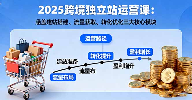 2025跨境独立站运营课:涵盖建站搭建、流量获取、转化优化三大核心模块-恒创联盟资源网