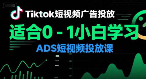 Tiktok短视频广告投放，适合0-1小白学习ADS短视频投放课-恒创联盟资源网