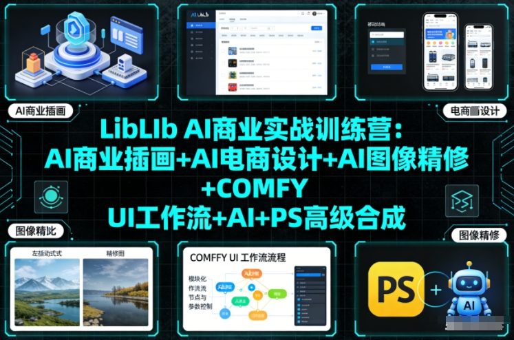 LibLIb AI商业实战训练营：AI商业插画+AI电商设计+AI图像精修+COMFY UI工作流+AI+PS高级合成-恒创联盟资源网