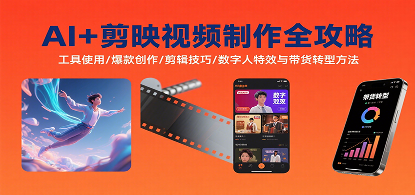 AI+剪映视频制作全攻略：工具使用/爆款创作/剪辑技巧/数字人特效与带货转型方法-恒创联盟资源网