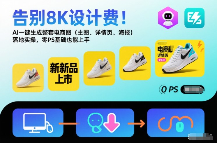 告别8K设计费！AI一键生成整套电商图(主图、详情页、海报)落地实操，零PS基础也能上手-恒创联盟资源网