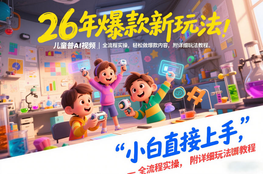 26年爆款新玩法，儿童科普AI视频，全流程实操，轻松做爆款内容，小白直接上手，附详细玩法教程-恒创联盟资源网