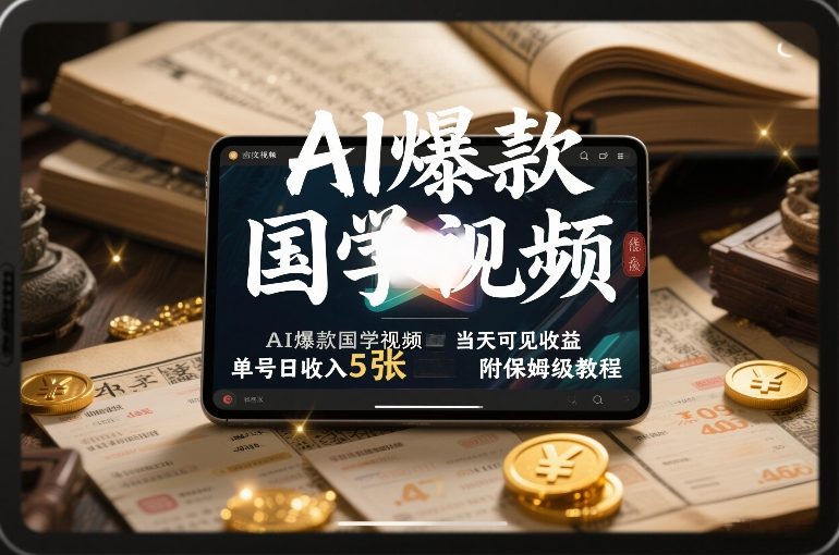AI爆款国学视频，独家起号方法，小白直接上手，当天可见收益，单号日收入5张+附保姆级教程-恒创联盟资源网