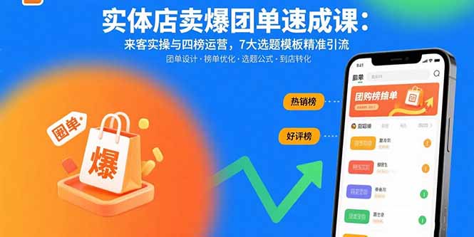 实体店卖爆团单速成课：来客实操与四榜运营，7大选题模板精准引流-恒创联盟资源网