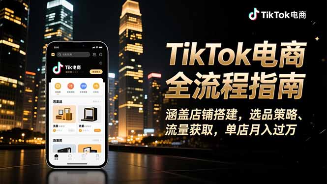TikTok电商全流程指南,涵盖店铺搭建、选品策略、流量获取,单店月入过万-恒创联盟资源网