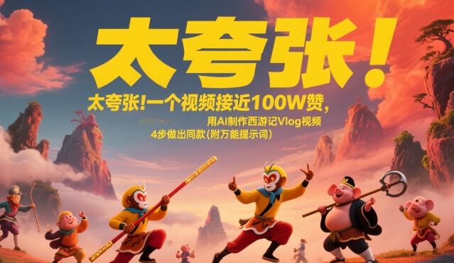 太夸张！一个视频接近100W赞，用AI制作西游记Vlog视频，全流程拆解来了(附万能提示词)-恒创联盟资源网
