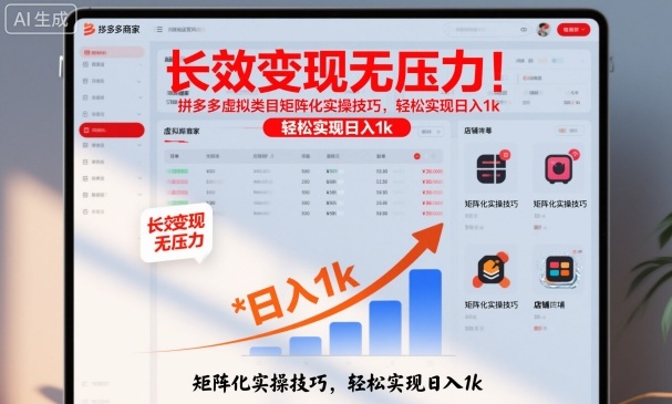 长效变现无压力!拼多多虚拟类目矩阵化实操技巧,轻松实现日入1k【揭秘】-恒创联盟资源网