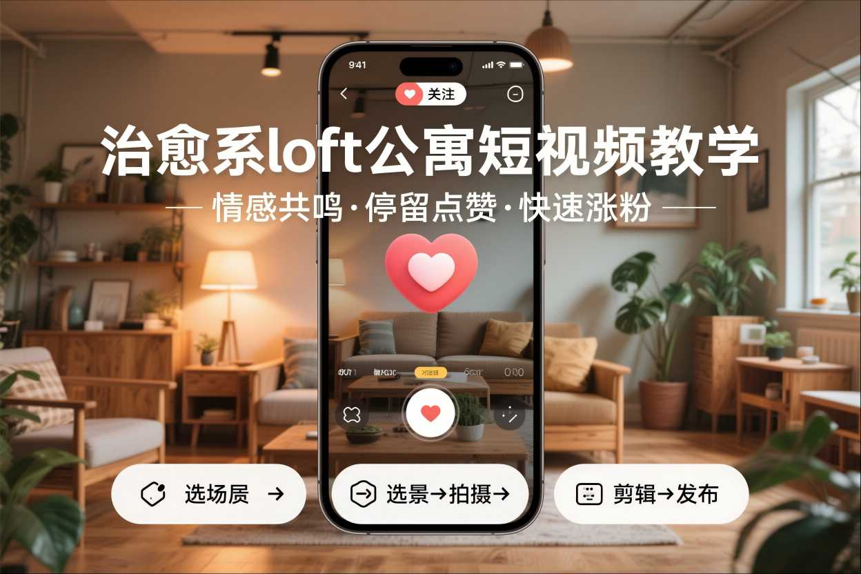 治愈系loft公寓短视频制作教学，情感共鸣引停留点赞关注，快速起号涨粉-恒创联盟资源网