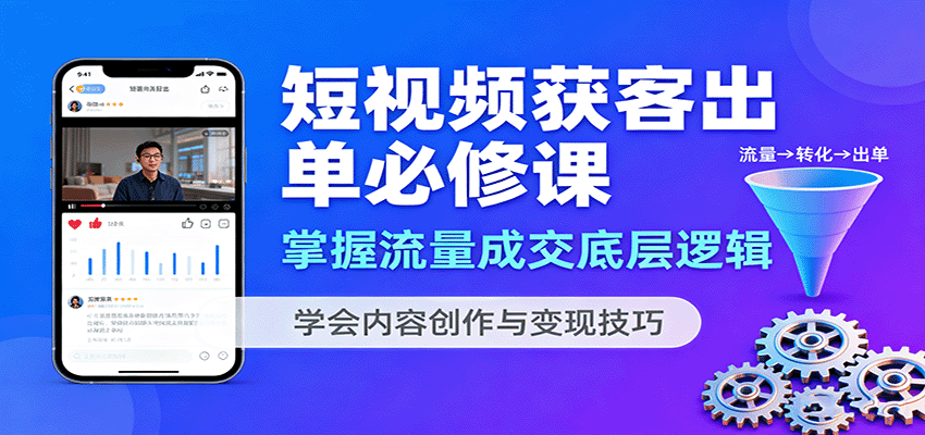 短视频获客出单必修课:掌握流量成交底层逻辑,学会内容创作与变现技巧-恒创联盟资源网