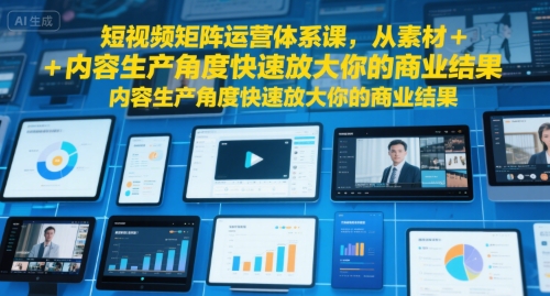 短视频矩阵运营体系课，从素材+内容生产角度快速放大你的商业结果-恒创联盟资源网