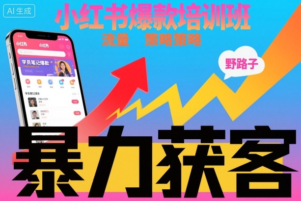 小红书爆款培训班，小红书获客野路子流量打法，暴力持续获客-恒创联盟资源网